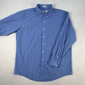 Onward Reserve Mens XL Classic Fit Button Down Shirt Blue Plaid Non-Iron Cotton